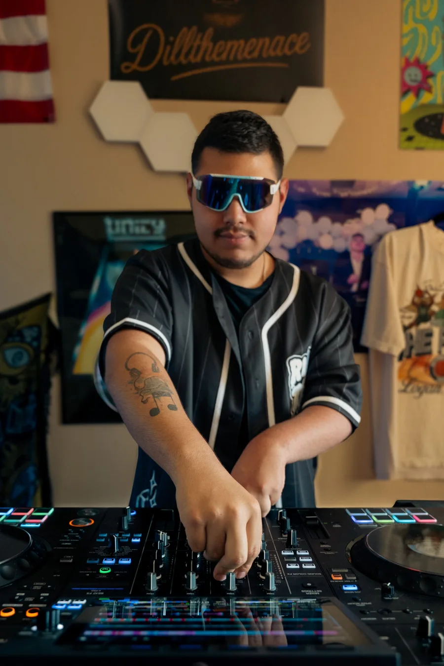 Motion blur capture of an energetic DJ performance